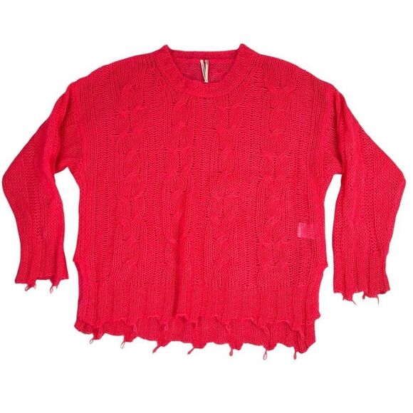 Anthropologie Medium Lightweight Cable Wool Neon Pink Sweater - Picture 4 of 10
